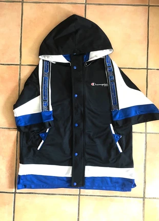 Veste à capuche Champion USA style boxer sport à zip et boutons noir et bleu - taille M, merk: Champion, staat: Heel goed, maat: M, € 10,00, € 11,20 inclusief Kopersbescherming