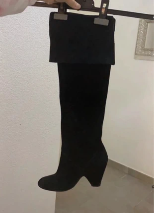 Cuissardes bottes hautes noires en daim 100% véritable cuir taille 38, brand: Vera Pelle, condition: New without tags, size: 38, €10.00, €11.20 includes Buyer Protection