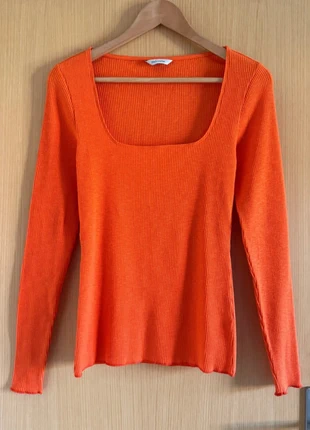 Orange Ribbed Knit Top – Holzweiler | Square Neck | Size M, marca: Holzweiler, estado: Muito bom, tamanho: M / 38 / 10, €55.00, €58.45 inclui Proteção do Comprador