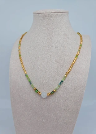 Collier de perles en verres, acier inoxydable et pierre de lune blanche, marque: Tendance, état: Très bon état, 8,00 €, 9,10 € Protection acheteurs incluse