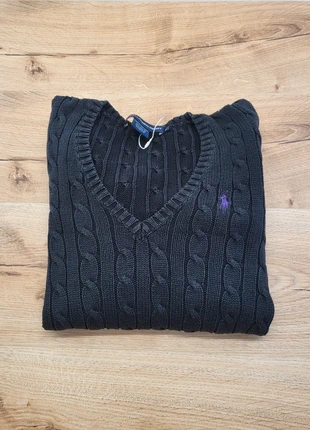 Pull torsadé Ralph Lauren Sport col V – Noir – Taille M – Logo violet, marca: Ralph Lauren, estado: Muy bueno, tamaño: M / 38 / 10, 60,00 €, 63,70 € Protección al comprador incluida