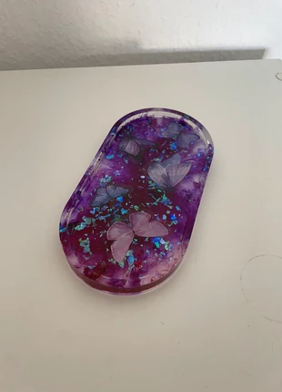 Plateau violet avec des papillons, brand: mon univers résine, condition: Very good, €5.00, €5.95 includes Buyer Protection