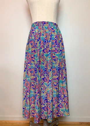 Jupe midi plissée légère imprimée multicolore type cachemire vintage #vintage, brand: Vintage, condition: Very good, size: S / 36 / 8, €19.00, €20.65 includes Buyer Protection Pro