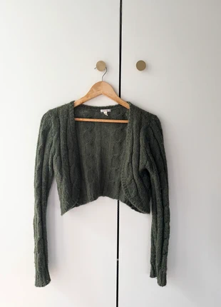 Lux - schöne grüne Strickjacke /Bolero mit Zopfmuster aus Mohair, Gr S, marque: Lux, état: Très bon état, taille: S / 36 / 8, 6,00 €, 7,00 € Protection acheteurs incluse