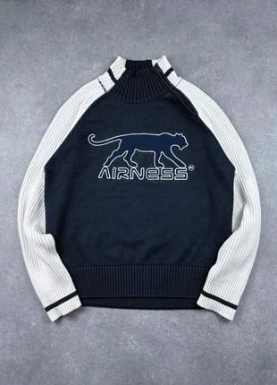 Pull vintage Airness 1/4 zip bleu marine blanc quarter zip half zip large, merk: Airness, staat: Heel goed, maat: S, € 35,00, € 37,45 inclusief Kopersbescherming