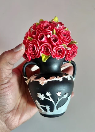 Ceramic Vase with Red Roses | Decorative Mini Ornament, brand: Ceramic, condition: Good, £8.50, £9.63 includes Buyer Protection