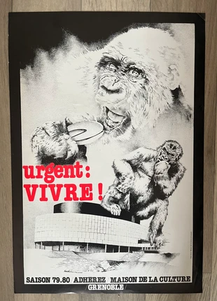 Affiche de la saison culturelle 1979-1980 Illustration signée Kaviik, marke: kaviiik, zustand: Sehr gut, 90,00 €, 95,20 € inklusive Vinted-Käuferschutz