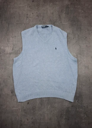 Pull en maille col V sans manches Ralph Lauren bleu clair logo brodé bleu marine - Taille XL, marke: Ralph Lauren, zustand: Gut, größe: XL, 13,00 €, 14,35 € inklusive Vinted-Käuferschutz