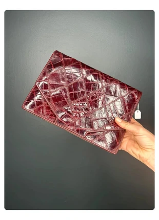 Pochette Vintage en Cuir Bordeaux - Dimensions 24 x 17 cm - Chic,, merk: Vintage, staat: Heel goed, € 22,00, € 23,80 inclusief Kopersbescherming Pro