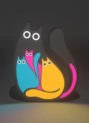 Lampe Led Chats Family, état: Neuf sans étiquette, 25,00 €, 26,95 € Protection acheteurs (Pro) incluse