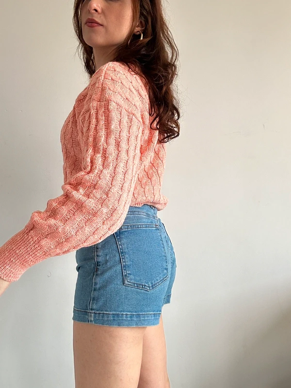 Pull vintage années 80 brodé à rubans taille S - photo numéro 8