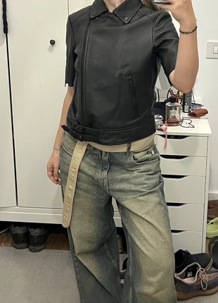 Leather short sleeve jacket, merk: Vintage, staat: Nieuw zonder prijskaartje, maat: XS / 34 / 6, € 32,00, € 34,30 inclusief Kopersbescherming