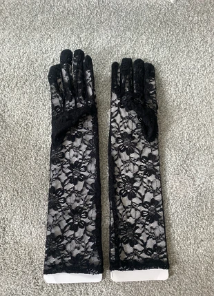 black lace long gloves, brand: NO LABEL, condition: New without tags, size: One size, £1.25, £2.01 includes Buyer Protection
