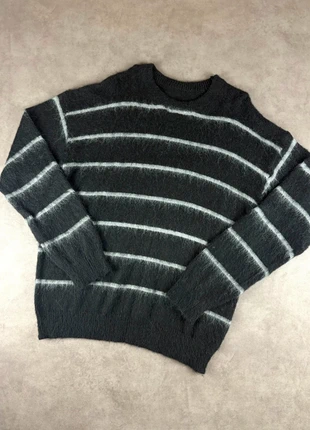 Pull Y2k maille rétro oversize, knit Y2K en coton noir à motif rayures grises mohair - Taille M, marque: Aesthetic, état: Très bon état, taille: M, 19,00 €, 20,65 € Protection acheteurs (Pro) incluse