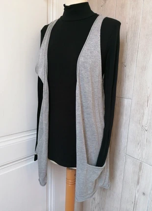 Gilet long femme Lulu H Paris sans manches ample coton gris chiné T.U | Long vest cardigan, marque: Lulu H Paris, état: Neuf sans étiquette, taille: Taille unique, 10,00 €, 11,20 € Protection acheteurs incluse