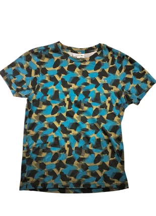 T-shirt Lacoste noir turquoise et beige motif camouflage taille 3 (S), brand: Lacoste, condition: Good, size: S, €13.00, €14.35 includes Buyer Protection Pro