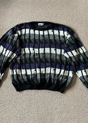 Vintage American Black, Purple and White Knitted Jumper From Atrium, brand: Atrium, condition: Very good, size: M / 10, £18.00, £19.60 includes Buyer Protection Pro