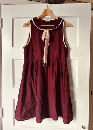90s Grunge Kinderwhore Babydoll Dress – Bordeaux Velvet & Peter Pan Collar, marca: stones and needles, estado: Novo sem etiquetas, tamanho: M / 38 / 10, €8.00, €9.10 inclui Proteção do Comprador