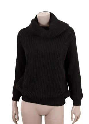 Pull col roulé oversize noir en maille mohair & laine – taille unique (36 - 38 - 40 - 42), merk: Made In Italy, staat: Heel goed, maat: M / 38 / 10, € 30,00, € 32,20 inclusief Kopersbescherming