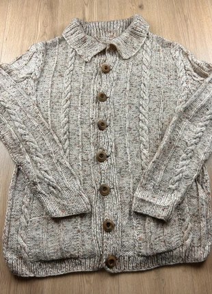 Gilet torsadé 100% laine fait main beige chiné l Taille XL, merk: LAINE, staat: Heel goed, maat: XL, € 35,00, € 37,45 inclusief Kopersbescherming