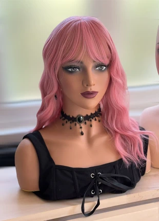 Perruque wig courte wavy rose pink frange cosplay Halloween, marca: givenza, estado: Muy bueno, 17,00 €, 18,55 € Protección al comprador Pro incluida