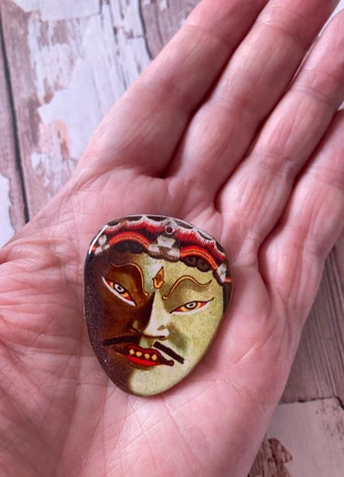 Pendentif artisanal masque de Java réversible bois et résine, estado: Muy bueno, 12,00 €, 13,30 € Protección al comprador Pro incluida