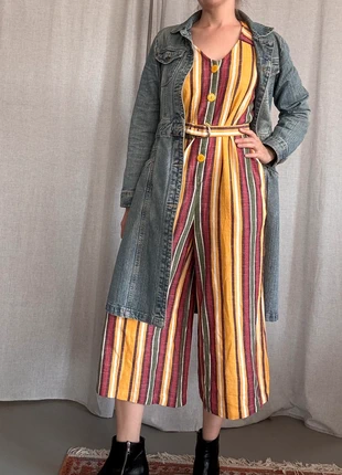 Vintage Linen Jumpsuit – Striped with Belt – S/M, brand: Vintage, condition: Very good, size: M / 38 / 10, €14.00, €15.40 includes Buyer Protection