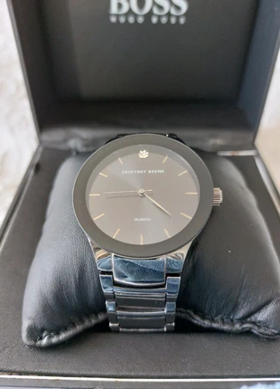 Geoffrey Beene black finish and black dial watch with diamond, brand: Geoffrey Beene, condition: Very good, size: 30–38 mm, £12.00, £13.30 includes Buyer Protection