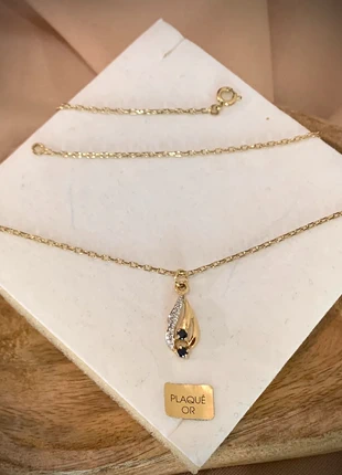 Magnifique collier au 2 saphir sur 2 tons en plaqué or 750/1000 Maty, brand: Maty, condizioni: Ottime, €73.00, €77.35 include la Protezione acquisti