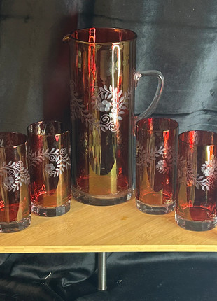 Cristallerie de Bohème - Service jus de fruit/cocktail 1930 - 1 Pichet 6 Verres, marca: Magnifique, estado: Muito bom, €180.00, €189.70 inclui Proteção do Comprador