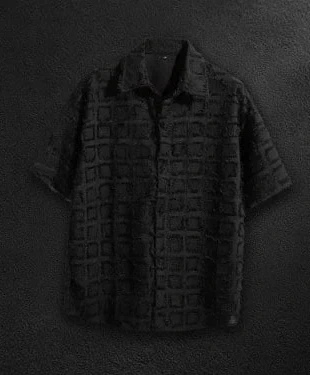 Chemise noire texturée à manches courtes – Taille M, marca: Vintage Dressing, estado: Muito bom, tamanho: M, €43.00, €45.85 inclui Proteção do Comprador