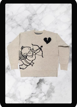 Pull y2k vintage beige avec motif en cupidon S, marque: y2k, état: Neuf sans étiquette, taille: S, 30,00 €, 32,20 € Protection acheteurs incluse