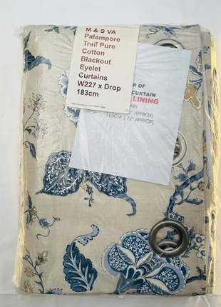 Palampore Trail Pure Cotton Blackout Eye Let Curtains W227 DROP183cm RPR 105, brand: V&A, condition: New without tags, size: 150 cm - 199 cm, £74.00, £78.40 includes Buyer Protection