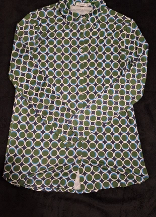 Camisa estampada Stradivarius mujer talla M – círculos verdes y azules, estilo moderno, marque: Stradivarius, état: Très bon état, taille: M / 38 / 10, 4,50 €, 5,43 € Protection acheteurs incluse