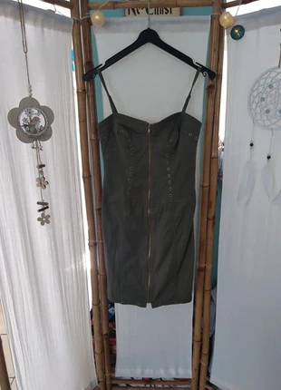 Ensemble robe bustier et veste morgan kaki taille 36, merk: Morgan, staat: Heel goed, maat: S / 36 / 8, € 25,00, € 26,95 inclusief Kopersbescherming