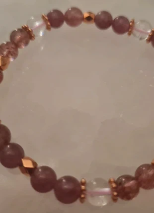 Bracelet en pierre naturelle de lepidolite quartz fraise et cristal de roche, marca: Pierre, estado: Nuevo con etiquetas, 10,00 €, 11,20 € Protección al comprador incluida