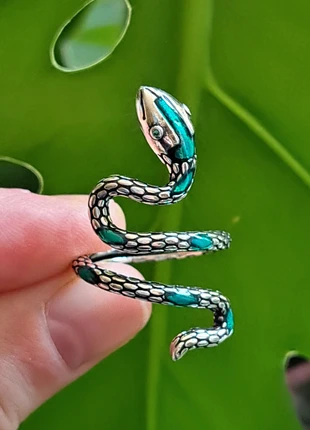 Bague Argent S925 serpent Verte femme taille réglable, marke: Argent, zustand: Sehr gut, größe: Größenverstellbar, 30,00 €, 32,20 € inklusive Vinted-Käuferschutz
