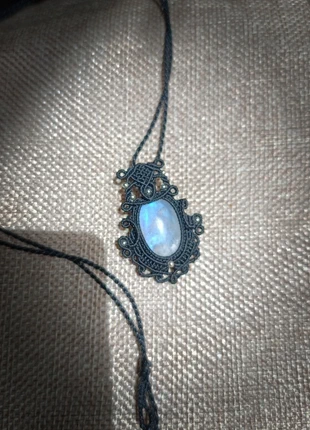 Collar de micromacramé de piedra luna y plata 925, merk: Macrame, staat: Nieuw zonder prijskaartje, € 27,00, € 29,05 inclusief Kopersbescherming