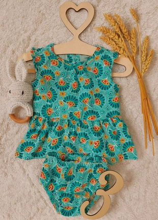 Ensemble robe et bloomer bleu turquoise, marque: Inconnu, état: Très bon état, taille: 3-6 mois / 62 cm, 3,70 €, 4,59 € Protection acheteurs incluse