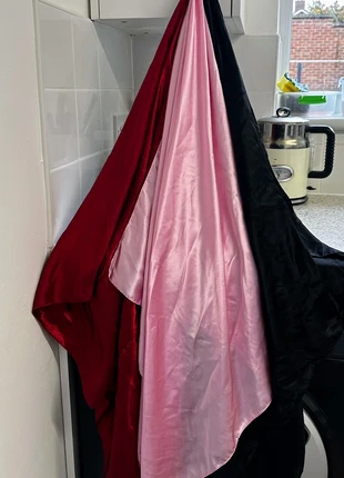 3pcs 78cm x 78cm Pink, Red, Black Satin Headscarfs, condition: Very good, £2.00, £2.80 includes Buyer Protection