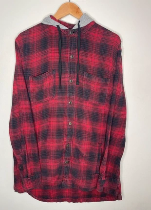 Men’s Red & Black Foundry Thick Check Flannel Shirt L – Warm Cotton Overshirt, brand: Foundry, condition: Very good, size: L, £12.00, £13.30 includes Buyer Protection