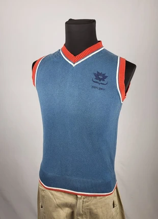 Pull sans manches Diesel bleu vintage 2000s coton logo lotus col V bords rouge blanc rare, marque: Diesel, état: Très bon état, taille: M, 29,00 €, 31,15 € Protection acheteurs (Pro) incluse