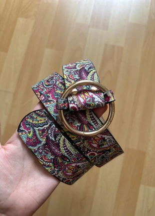 Unique print faux leather belt, golden circular buckle, brand: zébra kemer, condition: Very good, size: Adjustable, £15.00, £16.45 includes Buyer Protection
