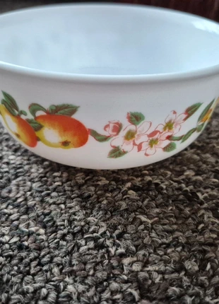 Vintage Opal Glass Bowl with Fruit & Blossom Pattern, merk: fruits & blossoms, staat: Heel goed, € 8,00, € 9,10 inclusief Kopersbescherming