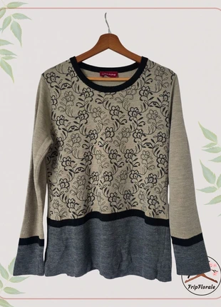 Pull La Maison du Jersey, made in Italy, fleurs noires sur fond beige, taille M estimée, marque: La Maison du Jersey, état: Très bon état, taille: M / 38 / 10, 14,99 €, 16,44 € Protection acheteurs (Pro) incluse