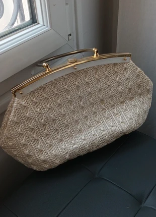 Sac à main en raphia blanc écru tressé vintage chic lady, marke: Vintage, zustand: Sehr gut, 49,00 €, 52,15 € inklusive Vinted-Käuferschutz