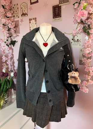 Y2K gray button up jumper, brand: COQUETTE, condition: Very good, size: L / 40 / 12, €16.00, €17.50 includes Buyer Protection