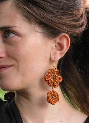 Boucles d'oreilles oversize fleurs, fait main, marca: Fait Main, estado: Novo sem etiquetas, €15.00, €16.45 inclui Proteção do Comprador
