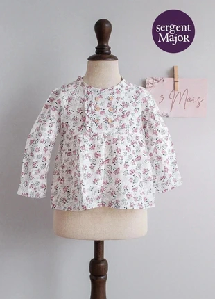 Blouse fleurie Sergent Major – Taille 3 mois 🌸, marque: Sergent Major, état: Très bon état, taille: 3-6 mois / 62 cm, 4,50 €, 5,43 € Protection acheteurs incluse