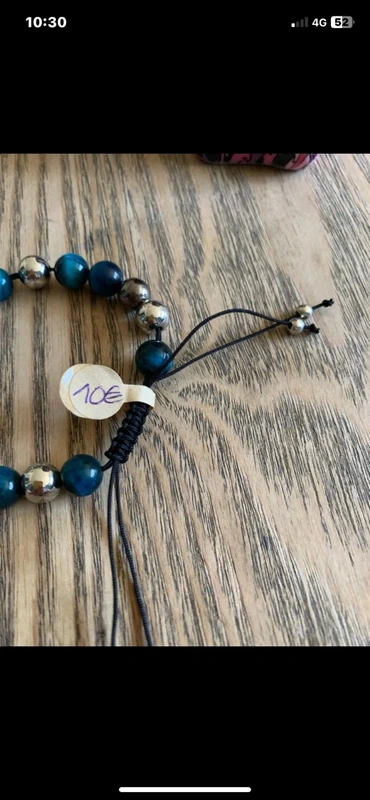 Bracelet en perles œil de tigre bleu. Fermeture réglable - photo numéro 3